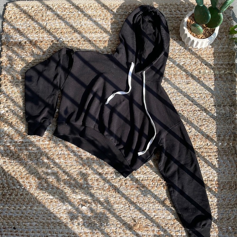 Black Cropped Hoodie